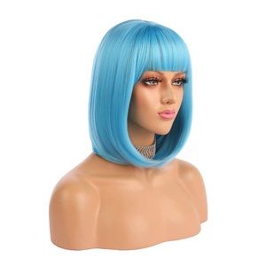 Turquoise Wig Never opened with hair cap